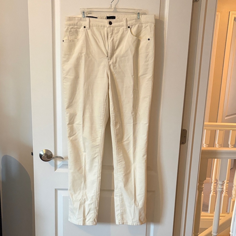 Talbots Cream Straight-Leg Corduroy Pants